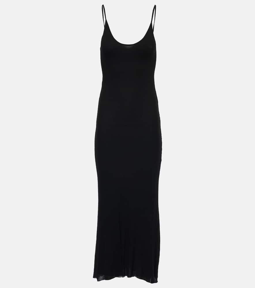 Khaite Leesal Ribbed Midi Dress In Black