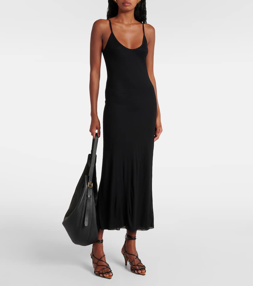 Khaite Leesal Ribbed Midi Dress In Black