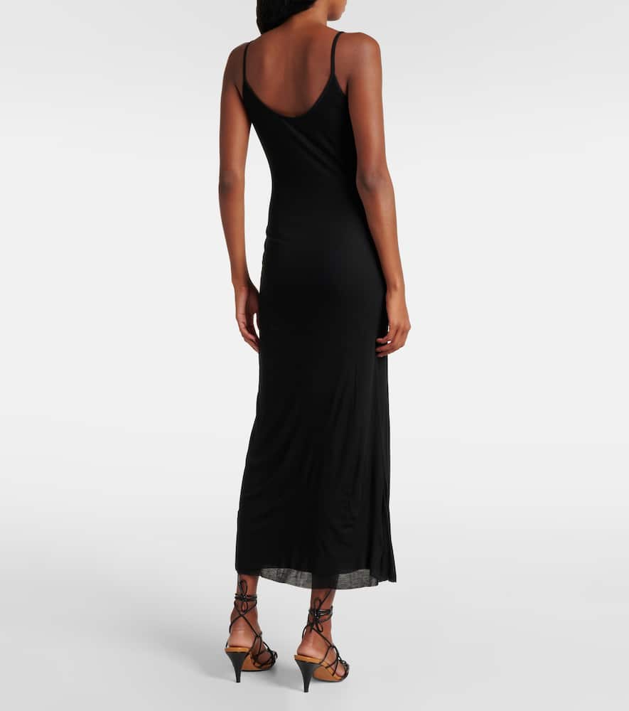 Khaite Leesal Ribbed Midi Dress In Black