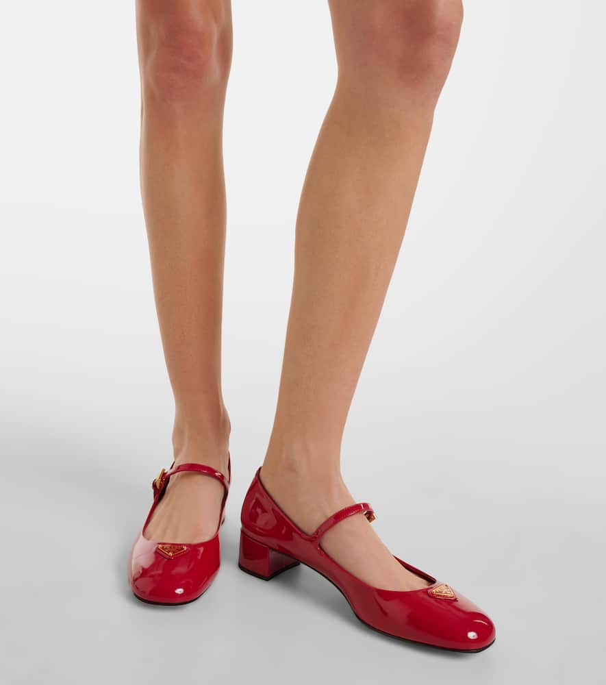 Prada Patent Leather Mary Jane Pumps In Red