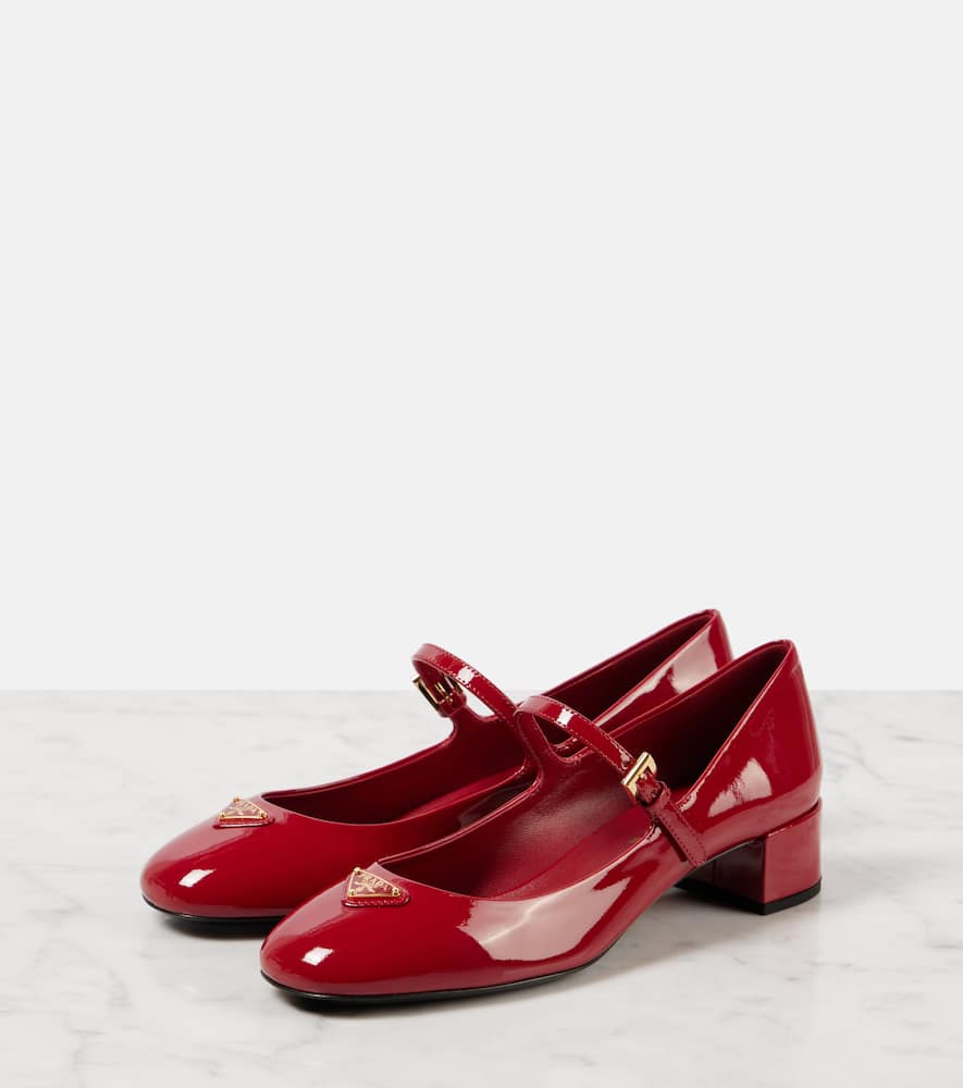 Prada Patent Leather Mary Jane Pumps In Red