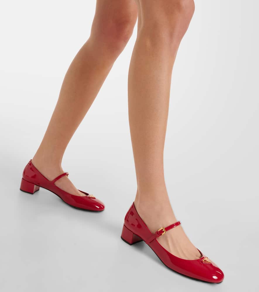 Prada Patent Leather Mary Jane Pumps In Red