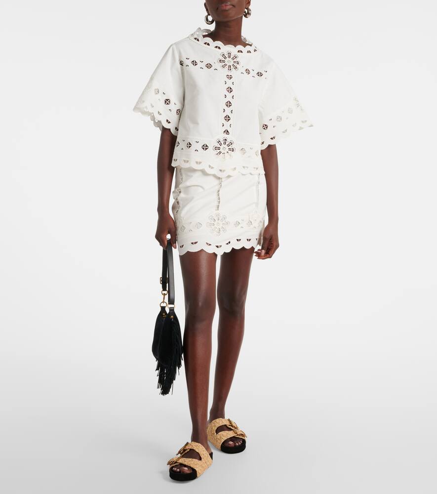 Isabel Marant Parissa Embroidered Cotton Crop Top In White