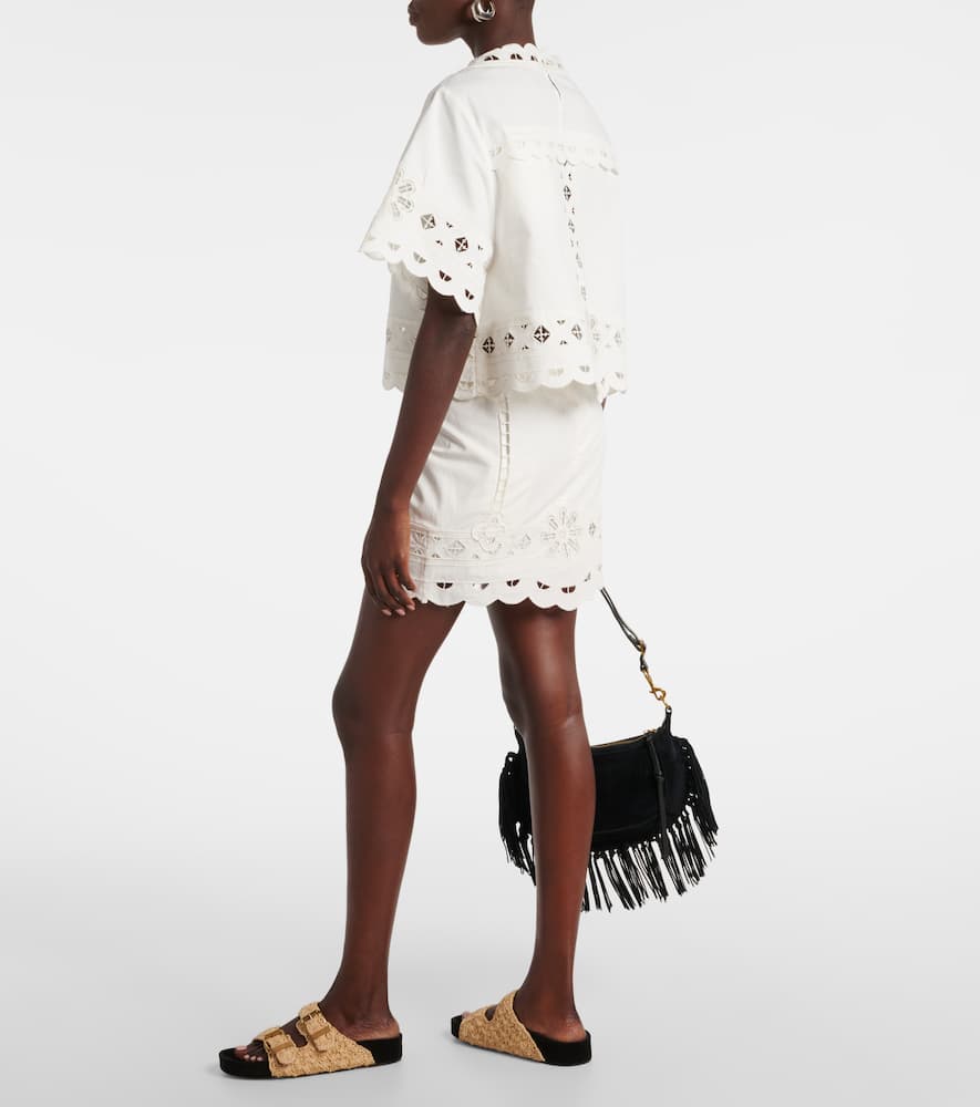 Isabel Marant Parissa Embroidered Cotton Crop Top In White