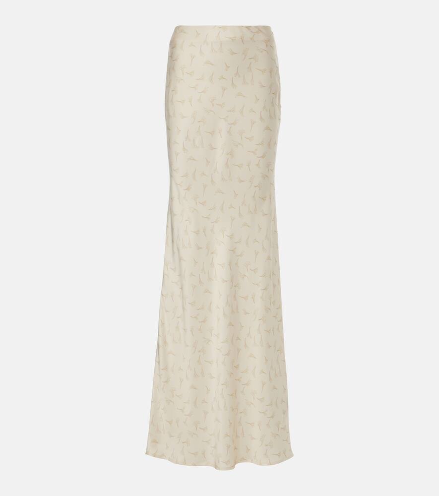 Rotate Printed satin maxi skirt