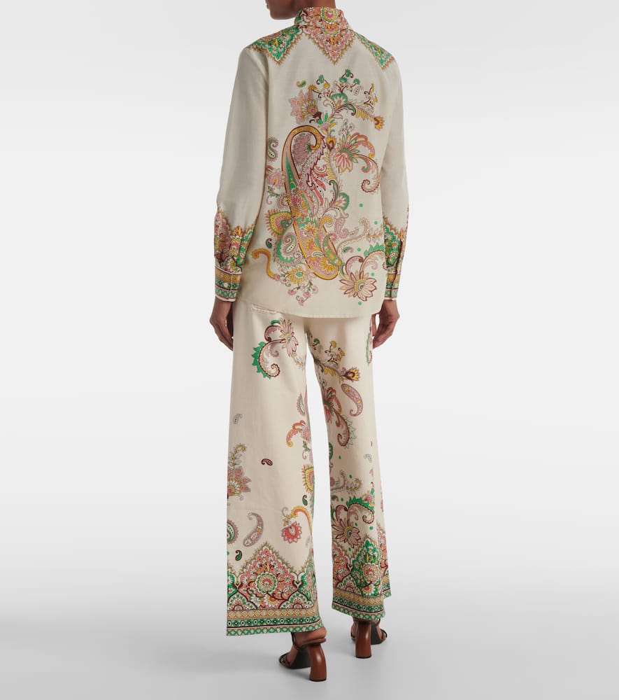 Etro Multicolor Shirt With Classic Collar And All-over Paisley Print In Cotton And Silk Woman In Multicoloured
