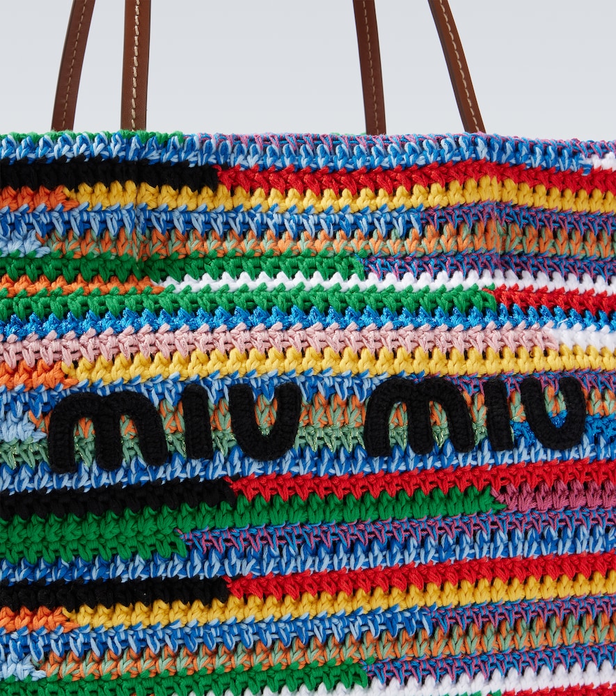  Miu Miu Miu Miu Tote Large Aus Häkelstrick Mit Leder 