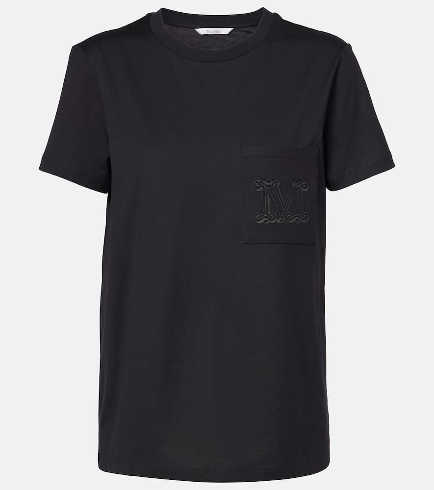 Max Mara Papaia Logo Embroidered T-shirt In Black