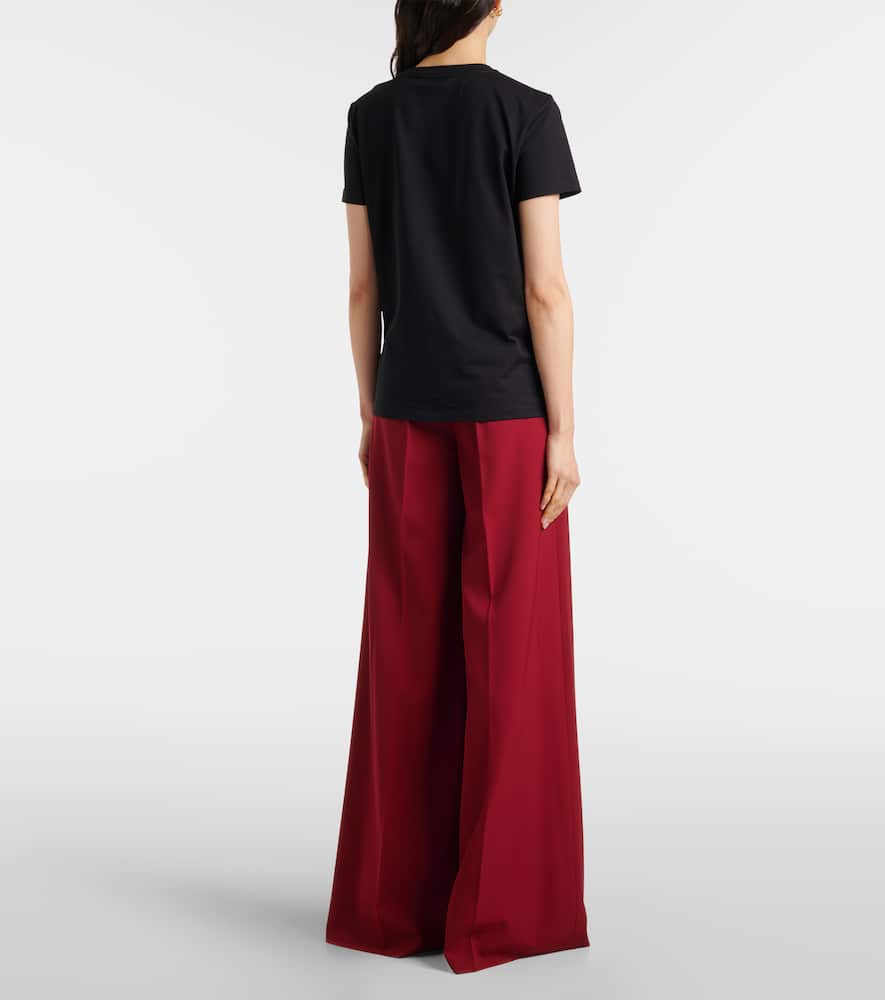 Max Mara Papaia Logo Embroidered T-shirt In Black