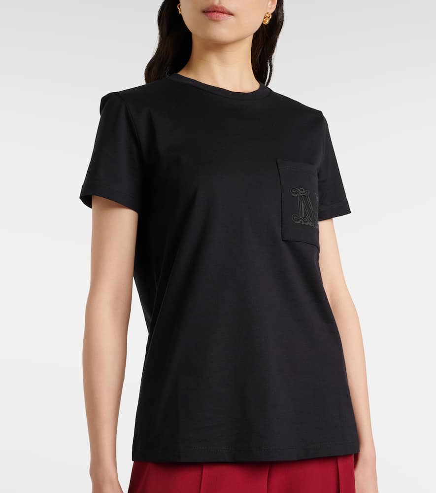 Max Mara Papaia Logo Embroidered T-shirt In Black