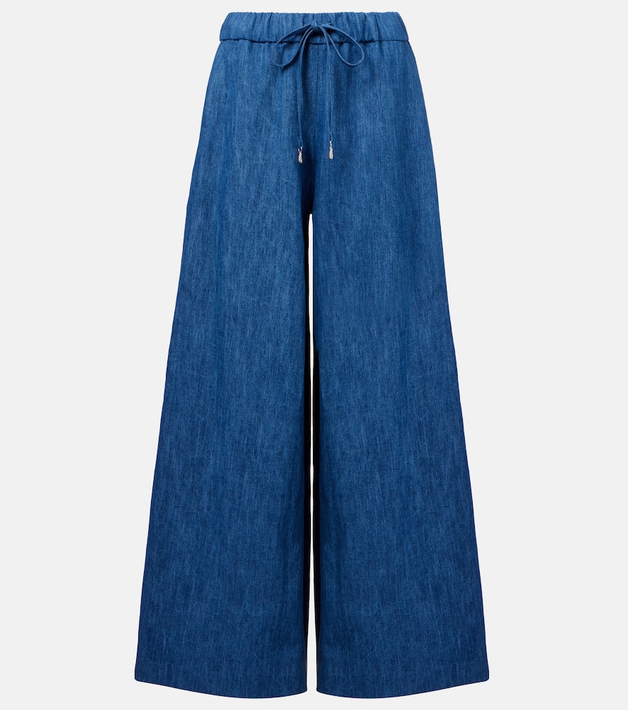 Gelos high-rise cotton and linen wide-leg pants