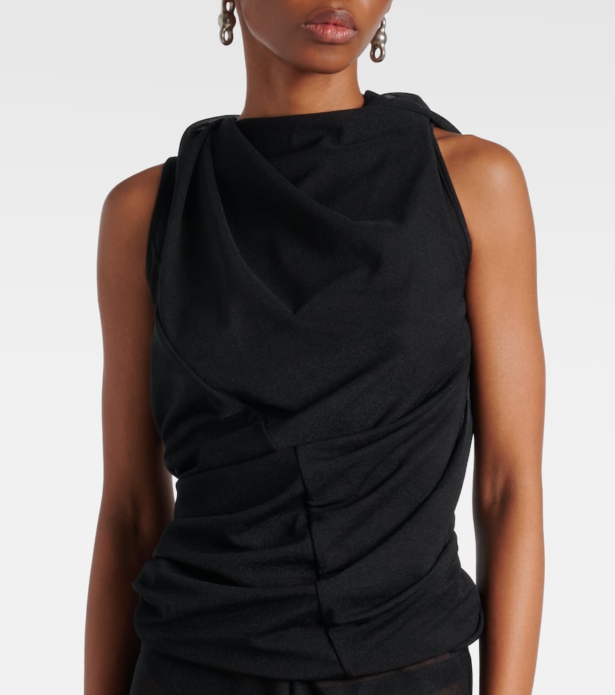 Rick Owens Luna Draped Top In Black