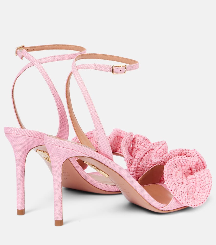 Aquazzura Noches Tropicales 85 Ruffled Sandals In Petal Rose