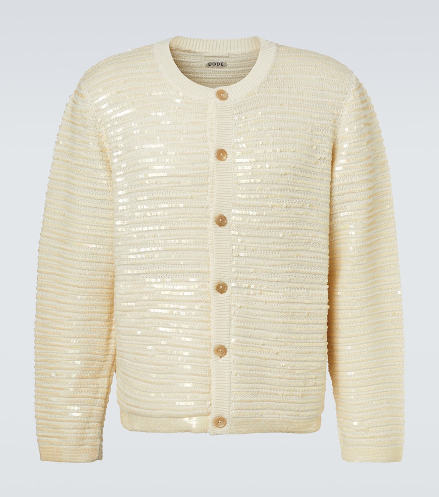 Bode Sequin Spotlight Embellished Wool Cardigan In Multi