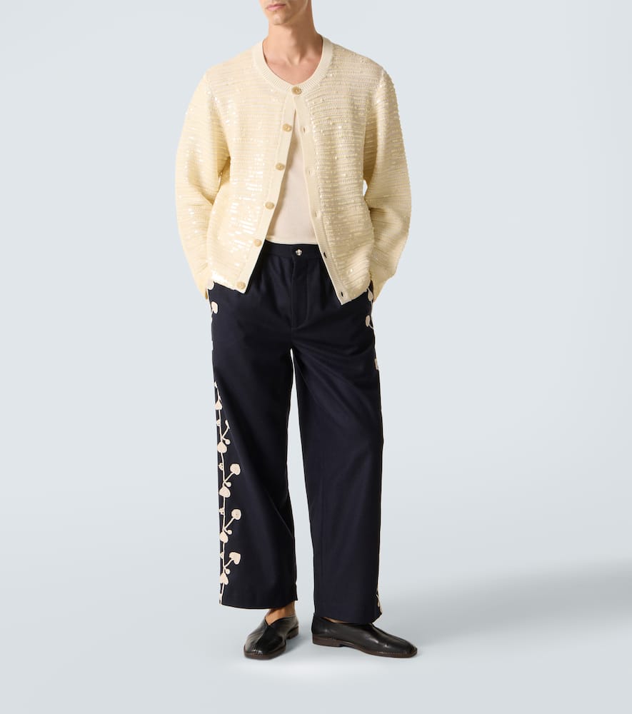 Bode Sequin Spotlight Embellished Wool Cardigan In Multi