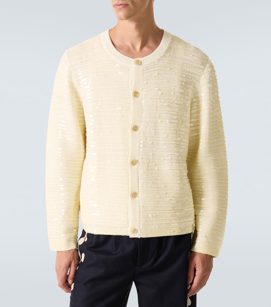 Bode Sequin Spotlight Embellished Wool Cardigan In Multi