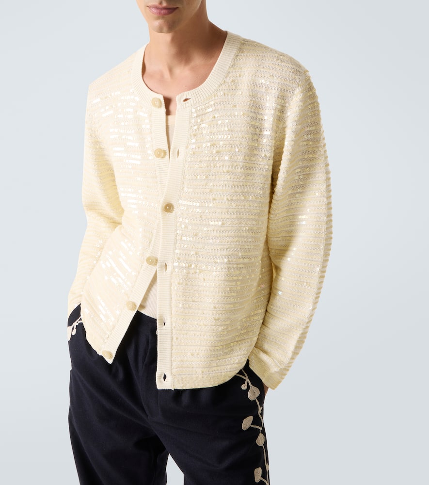 Bode Sequin Spotlight Embellished Wool Cardigan In Multi