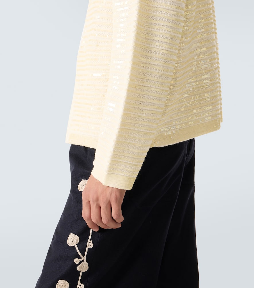 Bode Sequin Spotlight Embellished Wool Cardigan In Multi