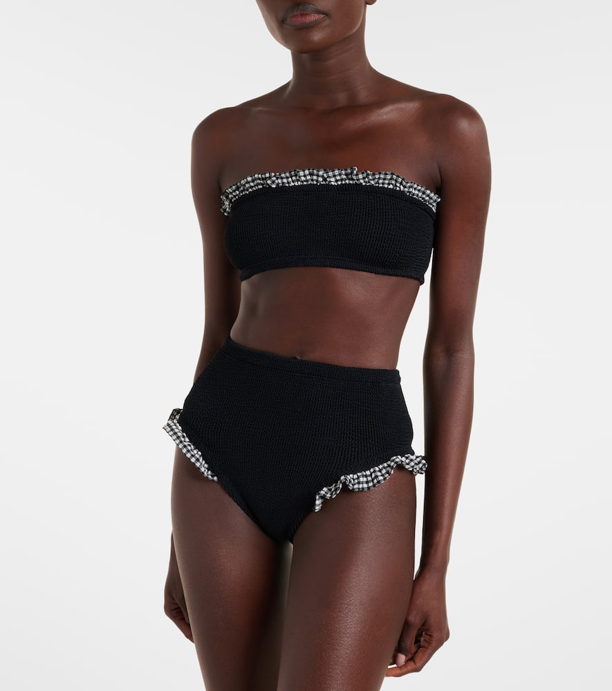 Hunza G Peggy Ruffle-trimmed Seersucker Bikini