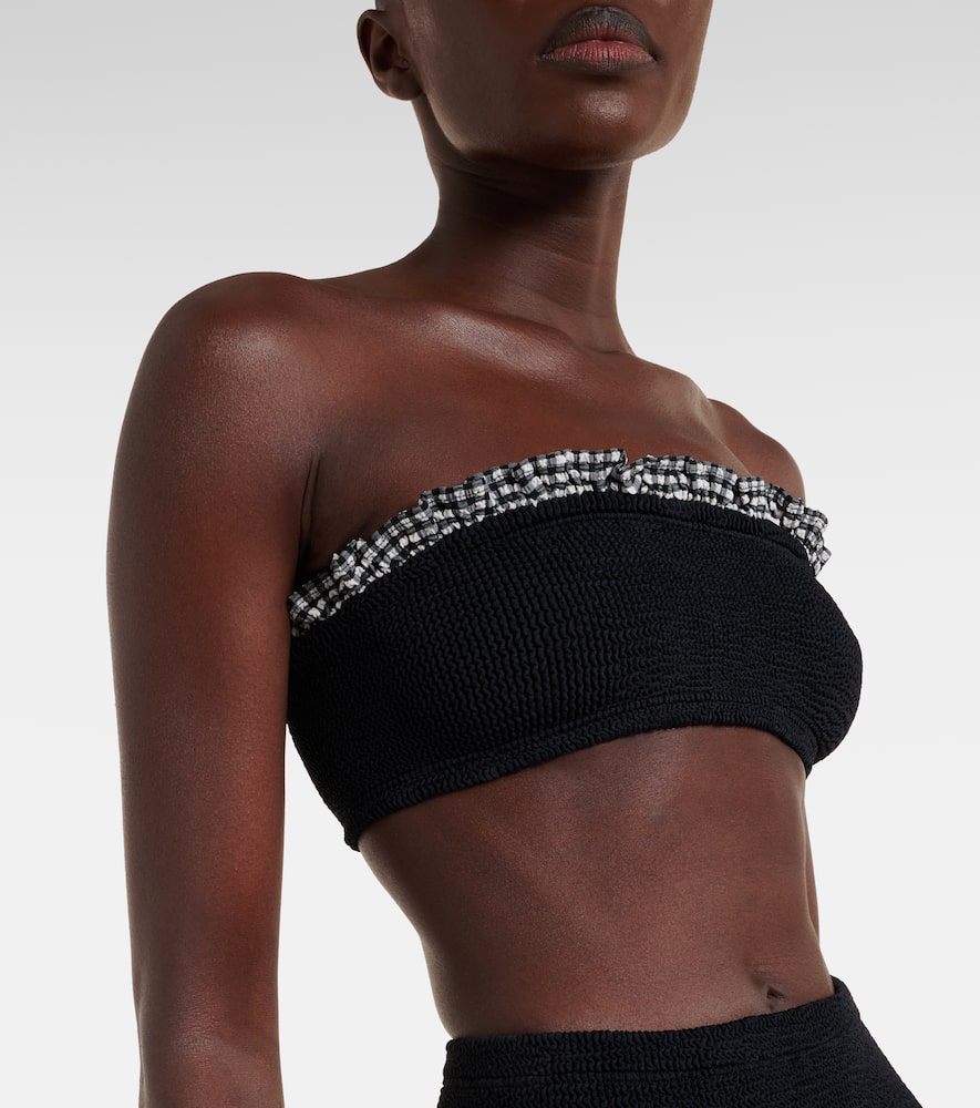 Hunza G Peggy Ruffle-trimmed Seersucker Bikini