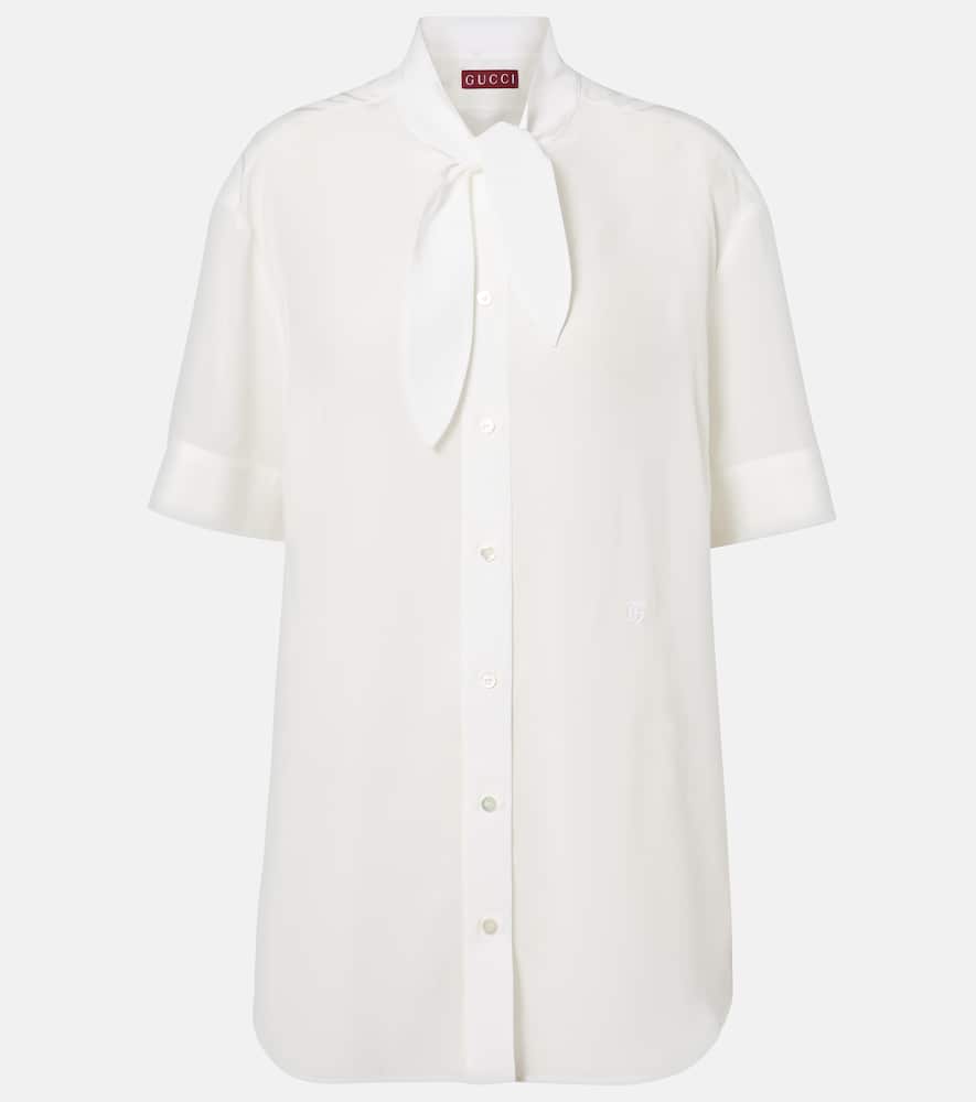Gucci Sheer Silk Crepe Shirt In White