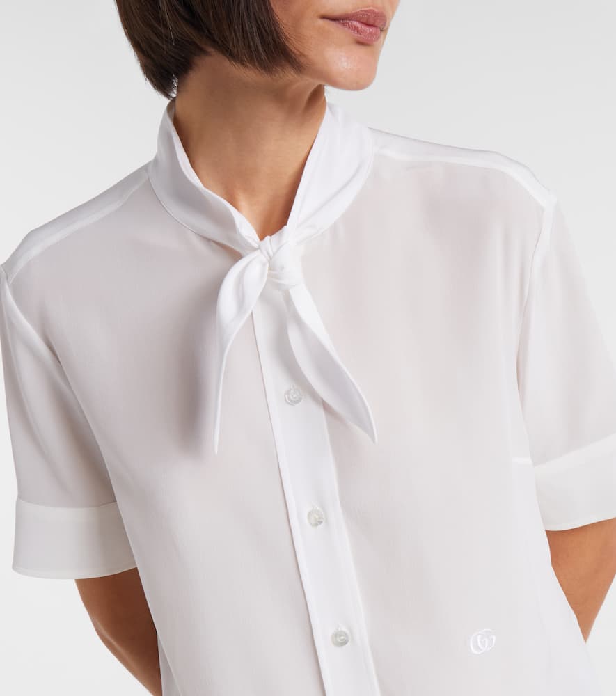 Gucci Sheer Silk Crepe Shirt In White