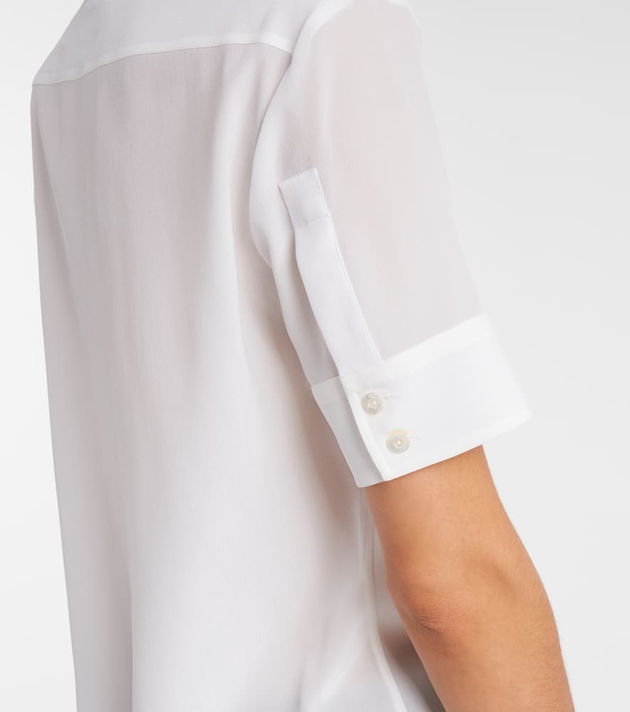 Gucci Sheer Silk Crepe Shirt In White