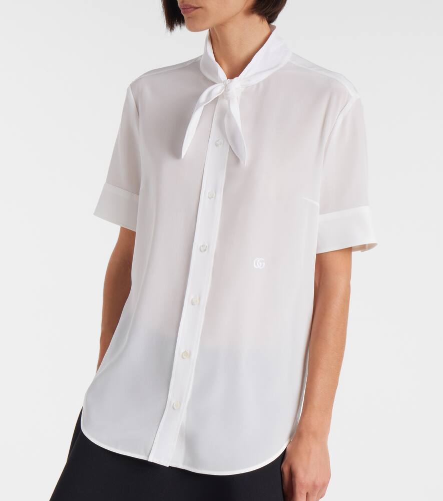 Gucci Sheer Silk Crepe Shirt In White