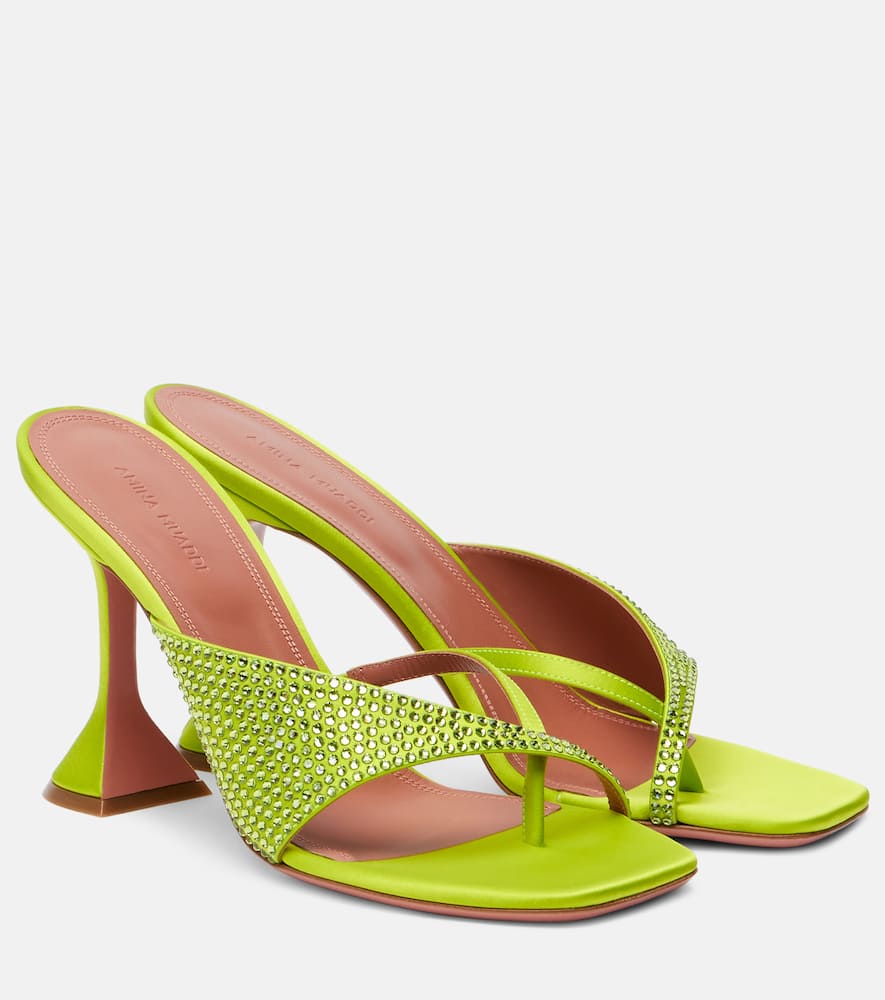 Amina Muaddi Shiona 95 Crystal-embellished Satin Mules