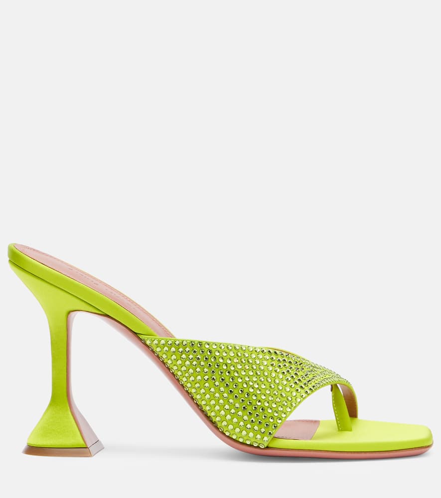 Amina Muaddi Shiona 95 Crystal-embellished Satin Mules