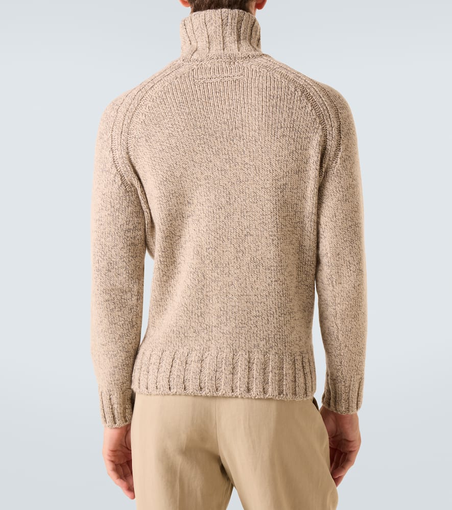 Zegna Cashmere And Wool Turtleneck Sweater In Neutral