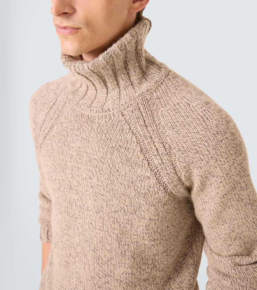 Zegna Cashmere And Wool Turtleneck Sweater In Neutral