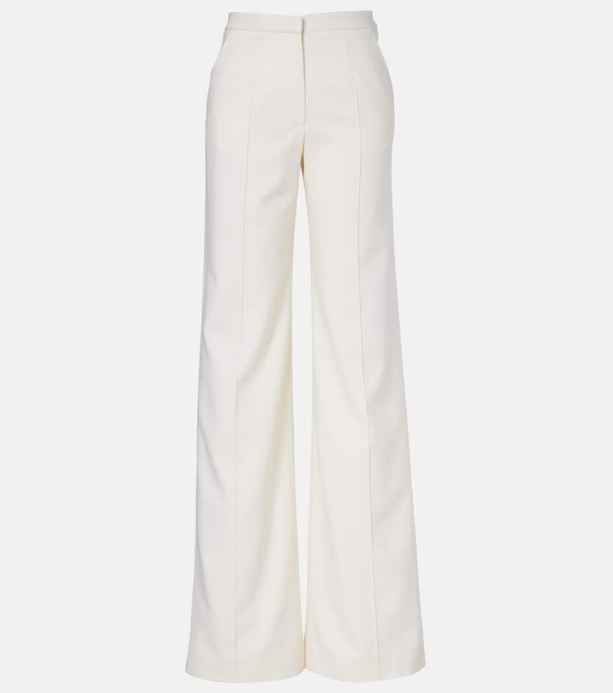 Pleated wool-blend wide-leg pants