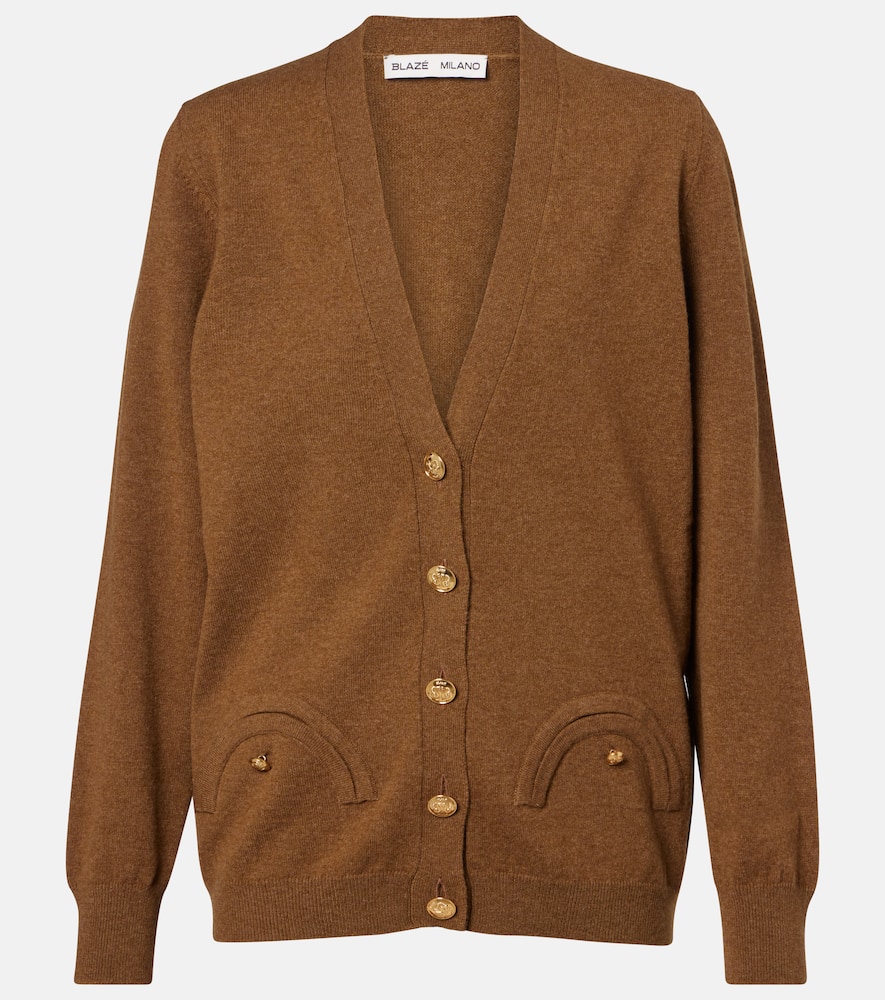 Blazé Milano Highland Wool And Cashmere Cardigan In Brown