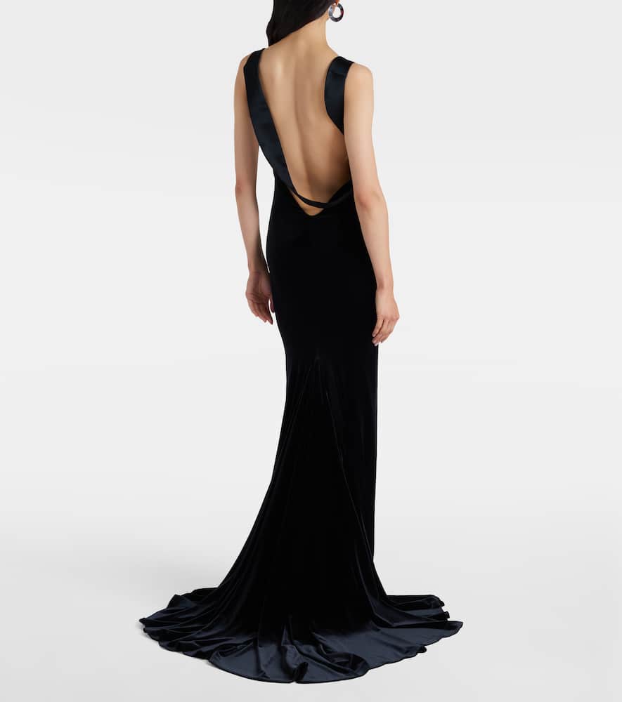 Galvan Avedon Embellished Velvet Gown In Black