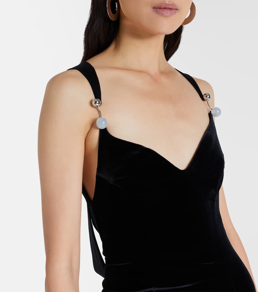 Galvan Avedon Embellished Velvet Gown In Black