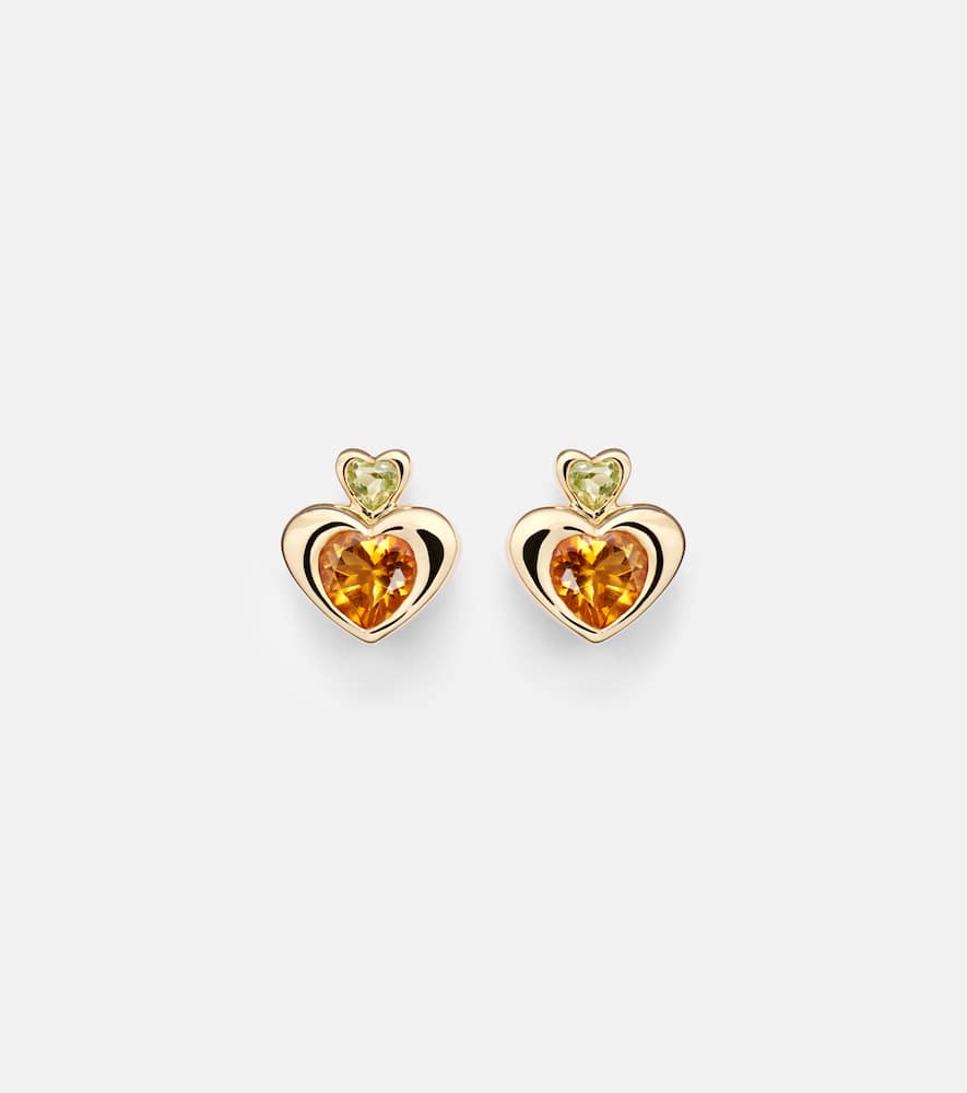 14kt gold single earring with citrine and peridot