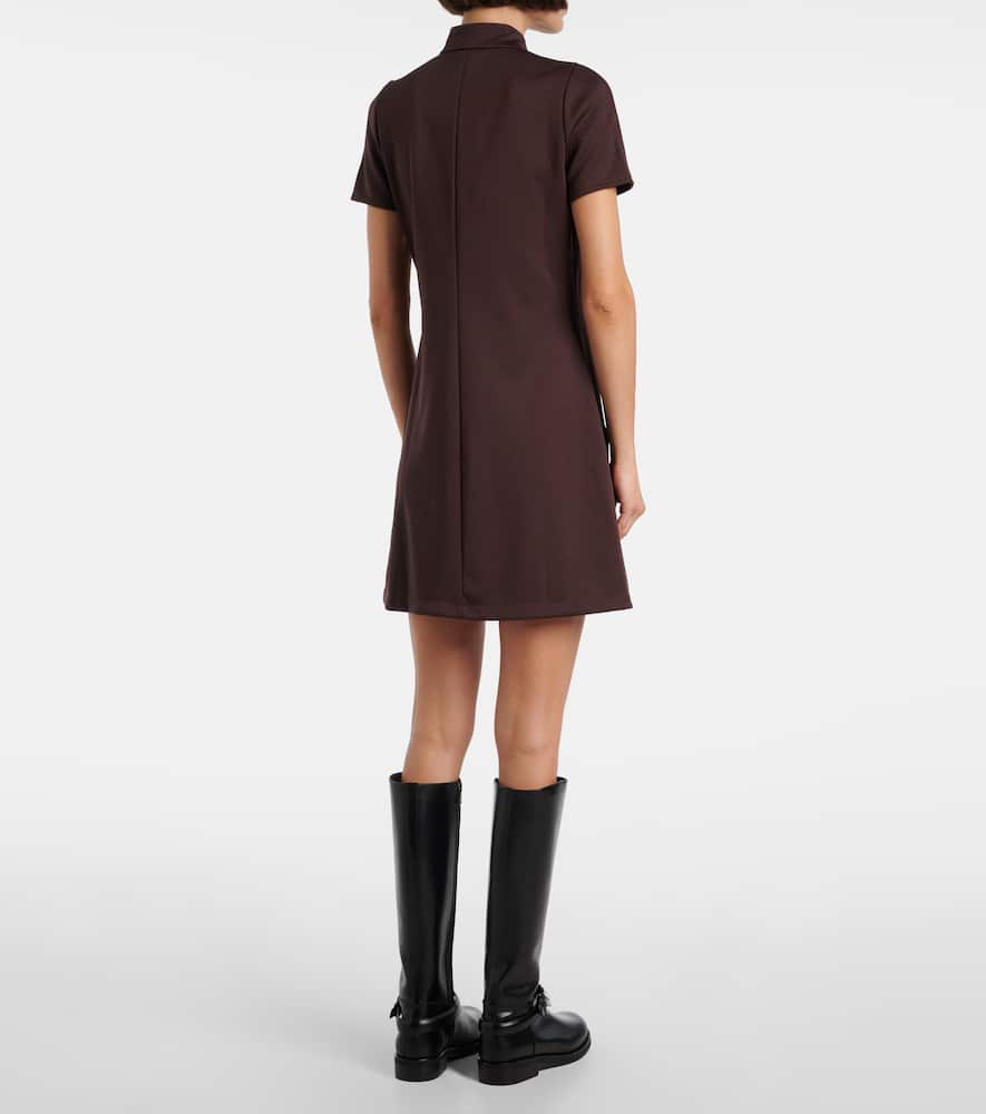 Courrèges Interlock Jersey Zip-up Minidress In Brown