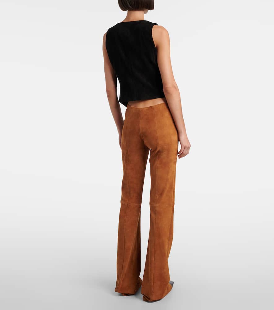 Stouls Gege High-rise Suede Flared Pants In Brown