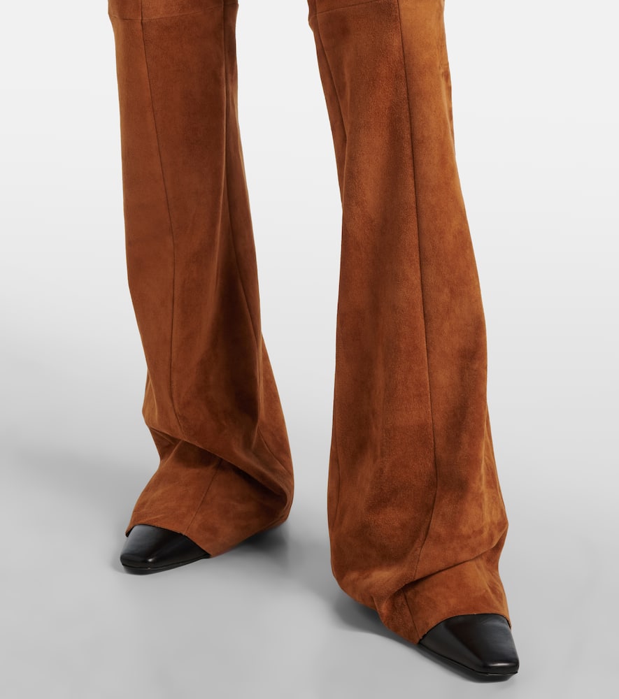Stouls Gege High-rise Suede Flared Pants In Brown