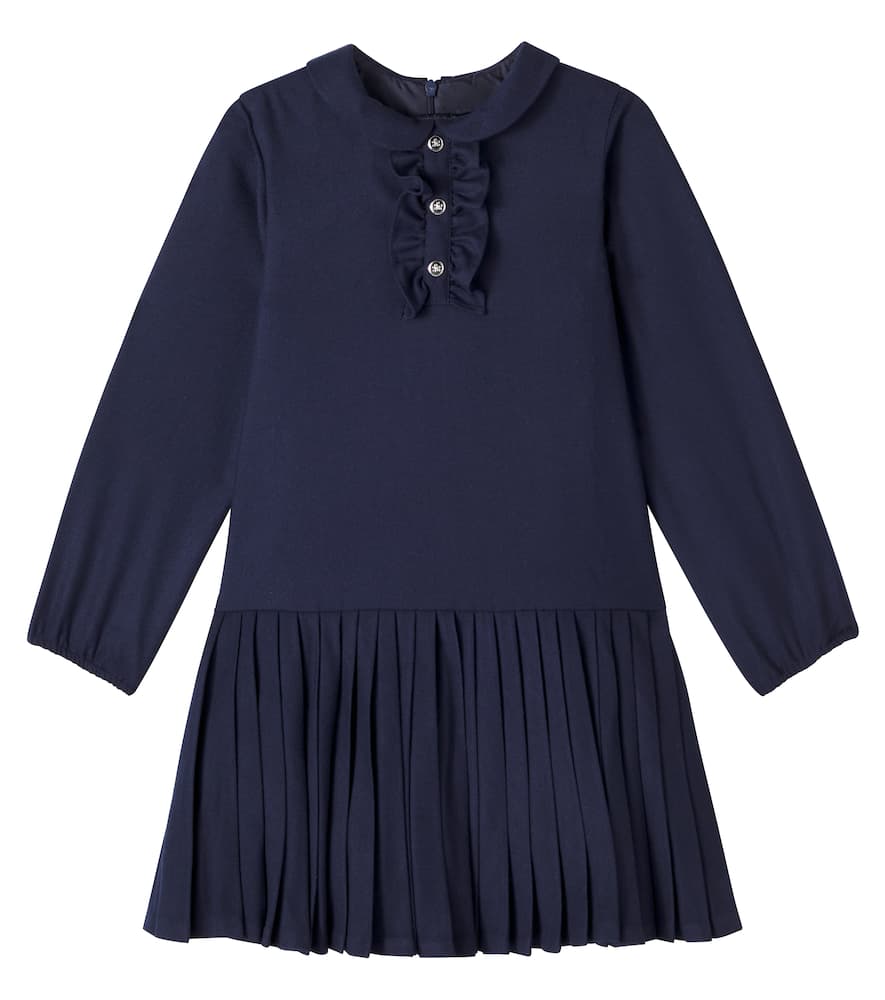 Tartine Et Chocolat Pleated Ruffled Dress In Blue