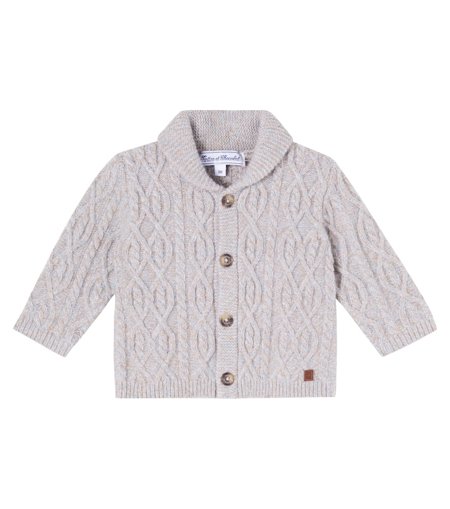 Tartine Et Chocolat Baby Cable-knit Wool Cardigan In Gray