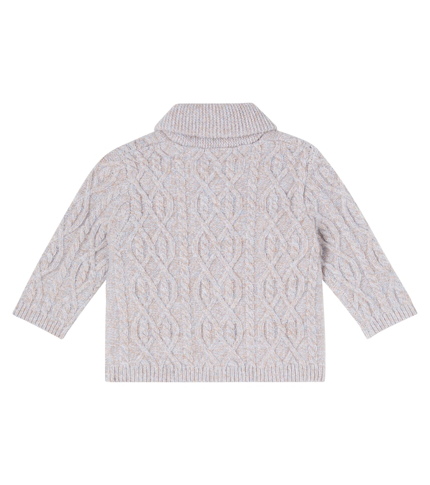 Tartine Et Chocolat Baby Cable-knit Wool Cardigan In Gray