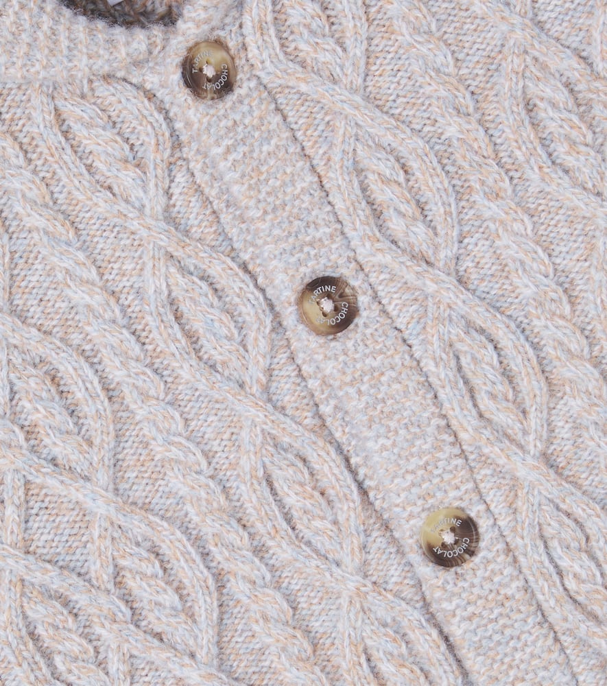 Tartine Et Chocolat Baby Cable-knit Wool Cardigan In Gray