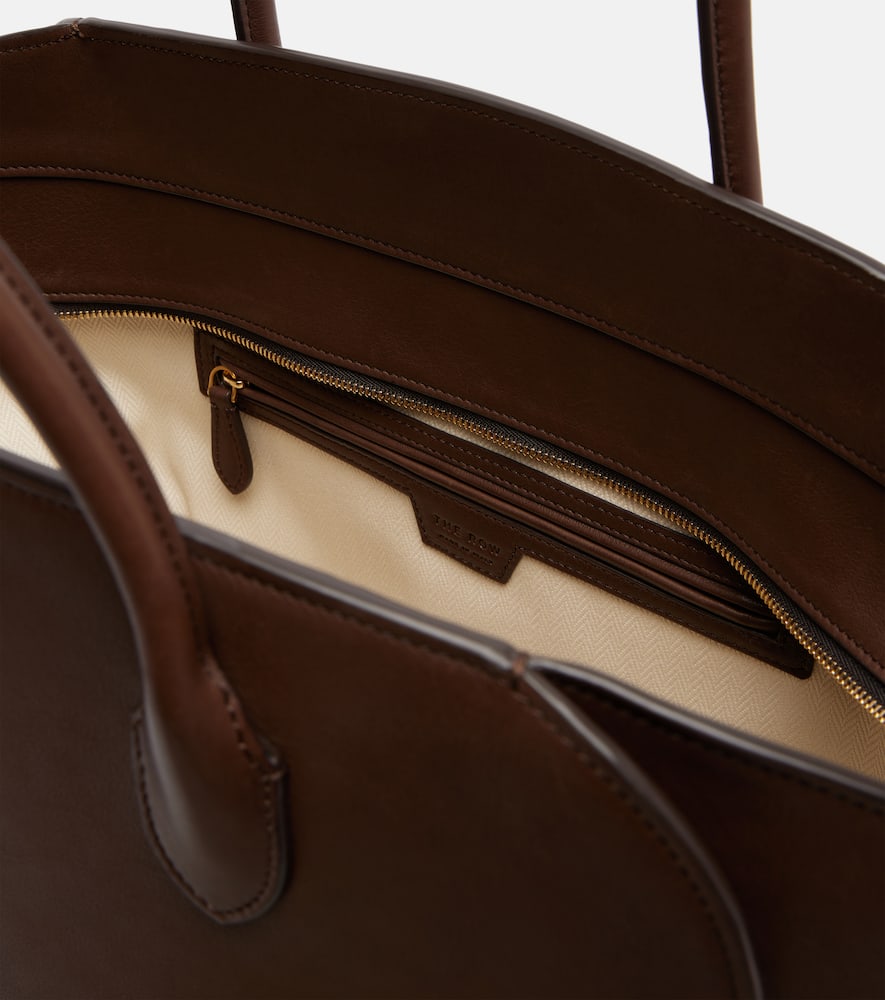 The Row Marlo 17 Leather Tote Bag In Brown