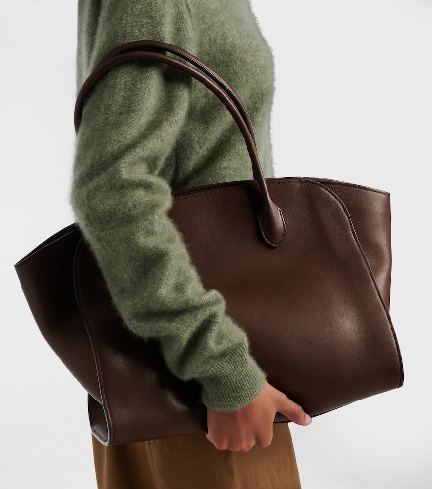 The Row Marlo 17 Leather Tote Bag In Brown