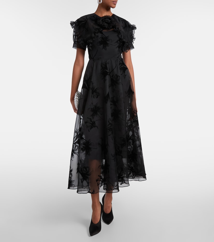 Rodarte Ruffled floral organza midi dress