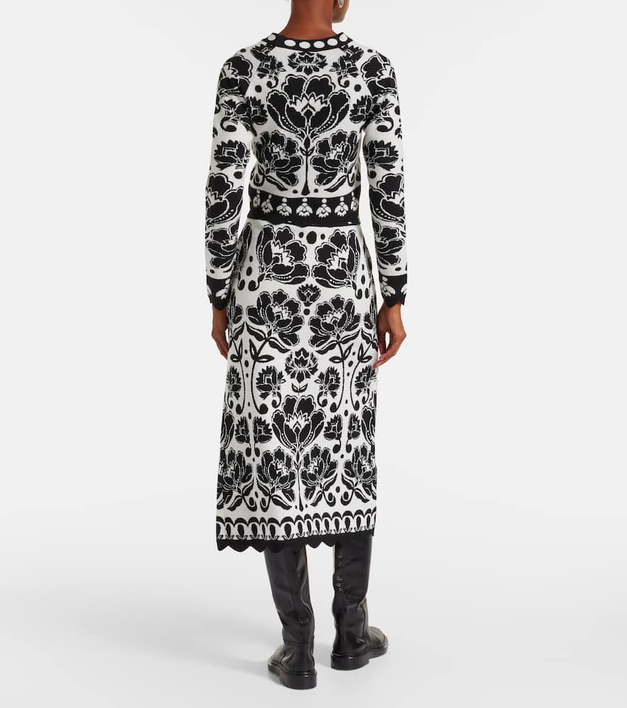 Farm Rio Floral Arabesque Jacquard Cardigan In Black