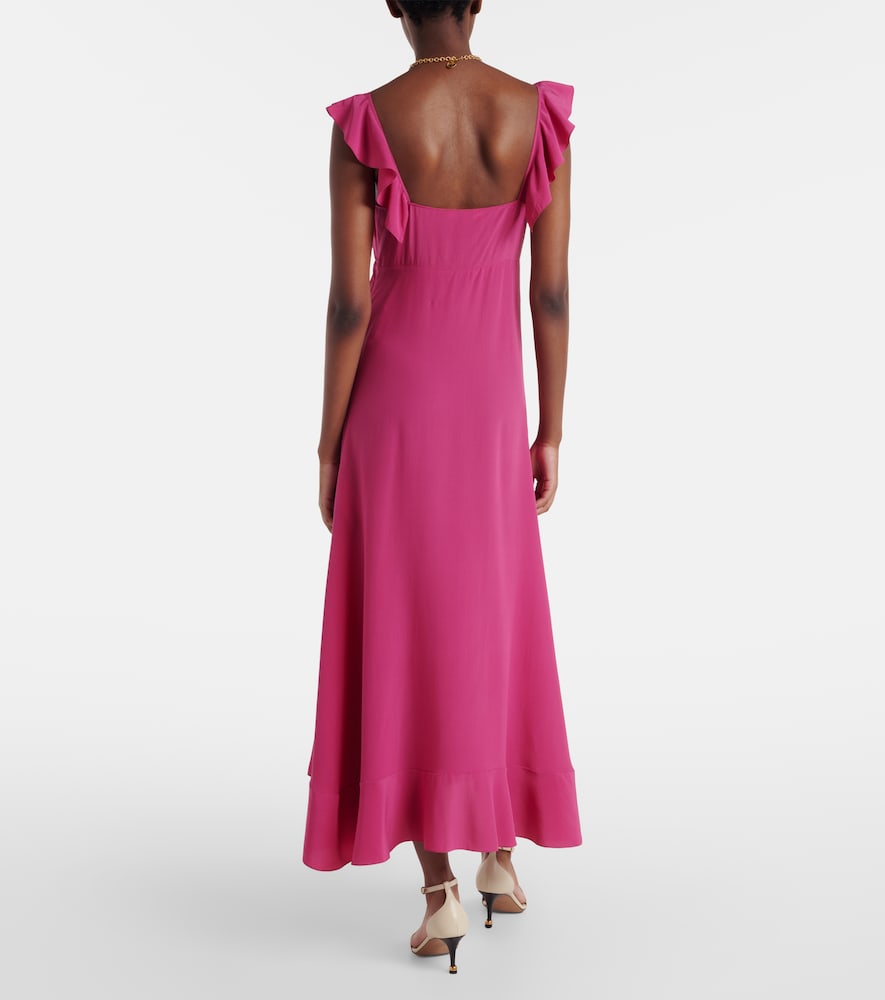  Chloe Chloé Abito Midi In Seta Con Volant 