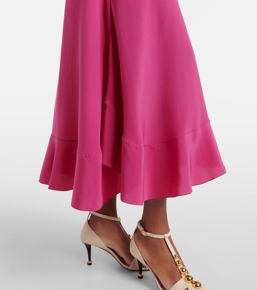  Chloe Chloé Abito Midi In Seta Con Volant 